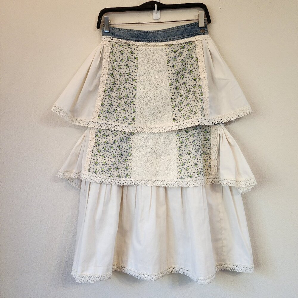 Floral White Midi Skirt